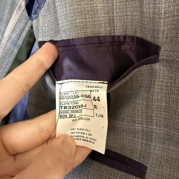 Ted Baker Wool Blazer Men's 44 Grey Plaid 2 Button Front Inside Pockets - Picture 7 of 10